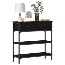 Berkfield Home Modern Console Table Black Oak 72, 5x25x75 cm Engineered Wood & Steel - Size: 5 x 25 x 75 cm