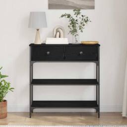 Berkfield Home Modern Console Table Black Oak 72, 5x25x75 cm Engineered Wood & Steel - Size: 5 x 25 x 75 cm - thumbnail 4