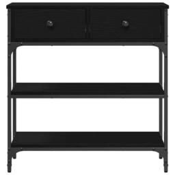 Berkfield Home Modern Console Table Black Oak 72, 5x25x75 cm Engineered Wood & Steel - Size: 5 x 25 x 75 cm - thumbnail 6