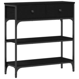 Berkfield Home Modern Console Table Black Oak 72, 5x25x75 cm Engineered Wood & Steel - Size: 5 x 25 x 75 cm - thumbnail 3