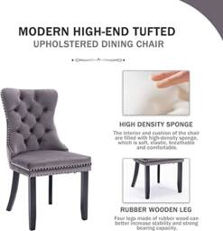 HomeTouch Cero Set of 5 Live Edge Oak Dining Table & 4 Grey Velvet Lux Dining Chairs - Size: 5 Pack - thumbnail 9
