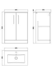 Balterley Bathroom 2 Soft Close Door, Floor Vanity Unit Basin, Blue, 600mm in Blue - thumbnail 5