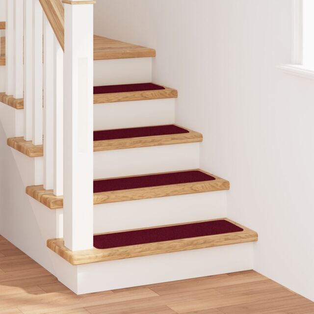 Berkfield Home Stair Mats with Latex Backing Bordeaux 20x75 cm - Size: Medium - image 1