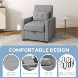 Wyld Haus Vayopa Linen Look Light Grey Single Sleeper Chair - thumbnail 5