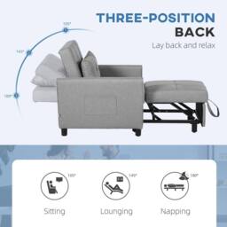 Wyld Haus Vayopa Linen Look Light Grey Single Sleeper Chair - thumbnail 6