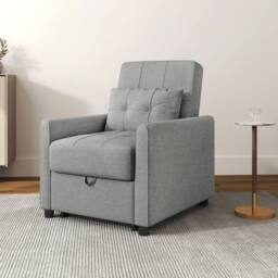 Wyld Haus Vayopa Linen Look Light Grey Single Sleeper Chair - thumbnail 3
