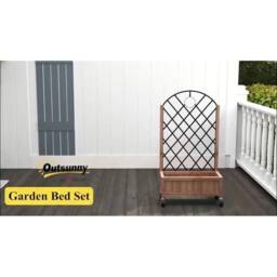 NESTLUNE Pack of 2 Wooden Raised Bed, Outdoor Planter in Brown - Size: 1.25kg - thumbnail 3