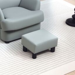 HOMCOM Chic Faux Leather Footstool Small Footrest with 4 Plastic Legs, Grey - Size: 40 cm x 30 cm