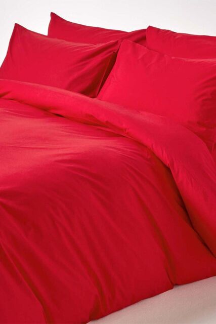 Homescapes Egyptian Cotton Duvet Cover with Pillowcase, 200 TC in Red - Size: King - image 1