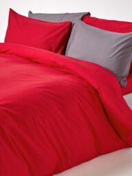 Homescapes Egyptian Cotton Duvet Cover with Pillowcase, 200 TC in Red - Size: King - thumbnail 5