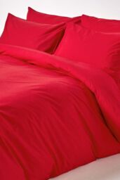 Homescapes Egyptian Cotton Duvet Cover with Pillowcase, 200 TC in Red - Size: King