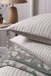 Helena Springfield 'Ticking Stripe' Cotton Duvet Cover Set in Cream - Size: Single - thumbnail 5