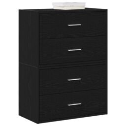 Berkfield Home Cabinets with 2 Drawers 2 pcs Black Oak 60x31x40 cm Engineered Wood - Size: 60 x 31 x 40 cm - thumbnail 1