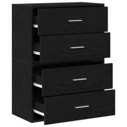 Berkfield Home Cabinets with 2 Drawers 2 pcs Black Oak 60x31x40 cm Engineered Wood - Size: 60 x 31 x 40 cm - thumbnail 5