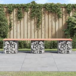 Berkfield Home Beautiful Garden Bench Gabion Design 203x44x42 cm Solid Wood Douglas in Brown - Size: 203 x 44 x 42 cm - thumbnail 2