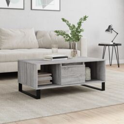 Berkfield Home Coffee Table Grey Sonoma 90x50x36.5 cm Engineered Wood - thumbnail 1