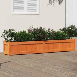 Berkfield Home Garden Planter Wax Brown 180x31x31 cm Solid Wood Pine - Size: 180 x 31 x 31 cm - thumbnail 2