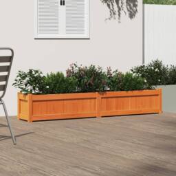 Berkfield Home Garden Planter Wax Brown 180x31x31 cm Solid Wood Pine - Size: 180 x 31 x 31 cm - thumbnail 3