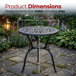 Centurion Supports BANGUI Garden & Patio Cast Aluminium Bistro Table in Black - thumbnail 9