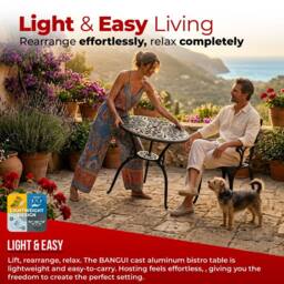 Centurion Supports BANGUI Garden & Patio Cast Aluminium Bistro Table in Black - thumbnail 7