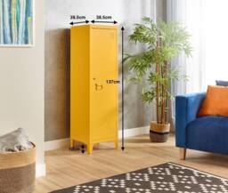 Moderna Yellow Metal Locker Cabinet, 2 Shelves, 1 Door for Home or Office - thumbnail 8
