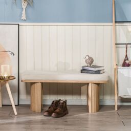 Nordlys Scandinavian Wood Entryway Bench in Beige - thumbnail 7