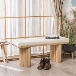 Nordlys Scandinavian Wood Entryway Bench in Beige - thumbnail 2