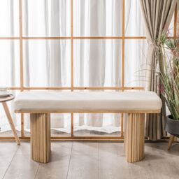 Nordlys Scandinavian Wood Entryway Bench in Beige - thumbnail 3