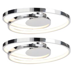 First Choice Lighting Set of 2 Polished Chrome LED Swirl Flush Fittings in Silver - thumbnail 1