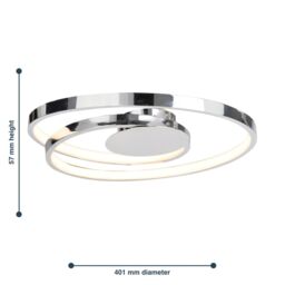 First Choice Lighting Set of 2 Polished Chrome LED Swirl Flush Fittings in Silver - thumbnail 8