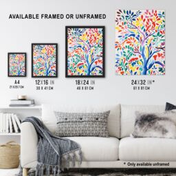 "Artery8 Wall Art Print Henri Matisse Style Tree Multi Coloured Forest Nature Poster - Size: W12"" x H16""" - thumbnail 3