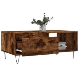 Berkfield Home Coffee Table Smoked Oak 90x50x36.5 cm Engineered Wood in Brown - thumbnail 4