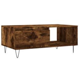 Berkfield Home Coffee Table Smoked Oak 90x50x36.5 cm Engineered Wood in Brown - thumbnail 1