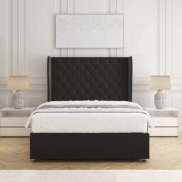 "BSSPOKE Amelia Divan Bed Set Plush Velvet 2 Drawers 54"" Headboard & Mattress in Black - Size: King" - thumbnail 2
