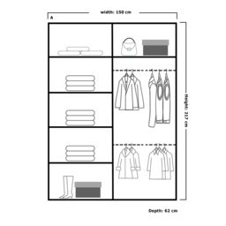 MN Furniture Reno 2 Sliding Door Wardrobe with Mirror & LED Light Oak 150x217cm in Grey - Size: 150x217 cm - thumbnail 4