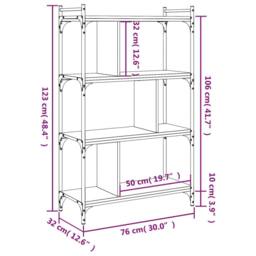 Berkfield Home Decorative Bookcase 4-Tier Black 76x32x123 cm Engineered Wood - Size: 76 x 32 x 123 cm - thumbnail 9