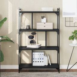 Berkfield Home Decorative Bookcase 4-Tier Black 76x32x123 cm Engineered Wood - Size: 76 x 32 x 123 cm - thumbnail 2