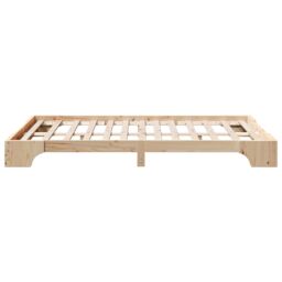 Berkfield Home Bed Frame Natural Solid Pine wood 135 x 190 cm Bed Frame in Brown - thumbnail 7