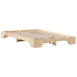 Berkfield Home Bed Frame Natural Solid Pine wood 135 x 190 cm Bed Frame in Brown - thumbnail 2