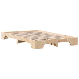 Berkfield Home Bed Frame Natural Solid Pine wood 135 x 190 cm Bed Frame in Brown - thumbnail 8