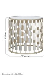 Orsina Champagne Silver Finished Small Side Table, Mirrored Glass Topped Round Table, Decorative Table, Coffee Table - thumbnail 5
