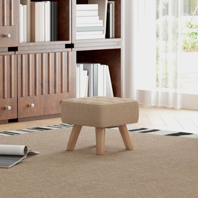 HOMCOM Modern Footstool, Fabric Foot Rest with Rubber Wood Legs in Brown - image 1