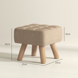 HOMCOM Modern Footstool, Fabric Foot Rest with Rubber Wood Legs in Brown - thumbnail 3