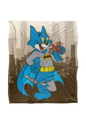 Warner Bros. Tom Batman Superman Jerry Heros In The City Silky Touch Super Soft Throw Blanket 152 X 127 cm in White - thumbnail 1