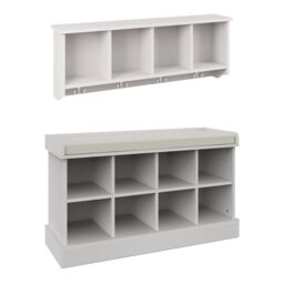 GFW Kempton Shoe Bench + Wall Rack in White - thumbnail 2