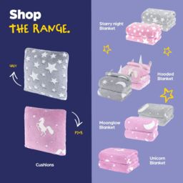 Wicked Gizmos Unicorn Glow in the Dark Cushion - Pink in Grey - thumbnail 6