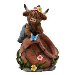 Country Living Highland Cow Spring Planter in Brown - thumbnail 2