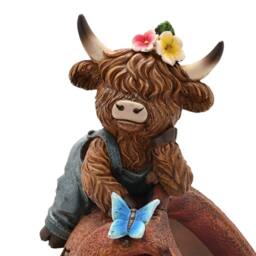 Country Living Highland Cow Spring Planter in Brown - thumbnail 5