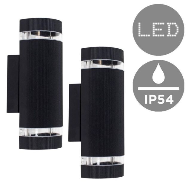 ValueLights Ryston Pair of Black Outdoor Wall-Up Down Light - image 1