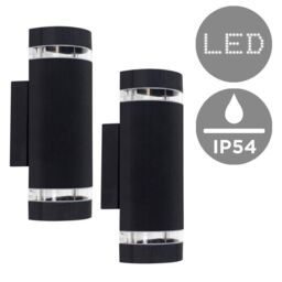 ValueLights Ryston Pair of Black Outdoor Wall-Up Down Light - thumbnail 1
